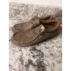 Hey Dudes Kids Wally Sport Knit Walnut  Loafers Sz 6 Youth
